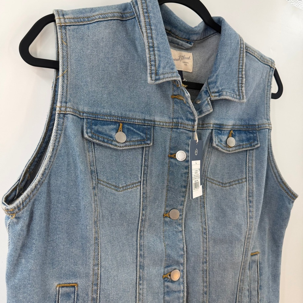 Universal Thread Coastal Cowgirl Denim Vest Women L Coastal Boho Western Indie - Picture 6 of 13